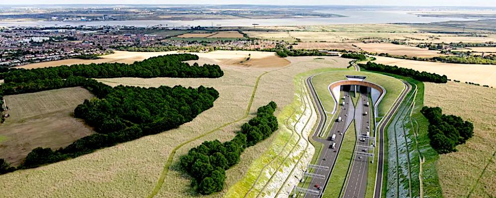 En datorgenererad bild av den södra tunnelinfarten till Lower Thames Crossing
Foto: Joas Souza / National Highways