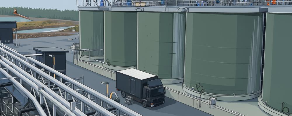 Illustration av Brahestads produktionsanläggning vid guldgruvans planerade öppning. AI-genererad bild. Ej ett fotografi.
Upphovsrätt © Conventus–