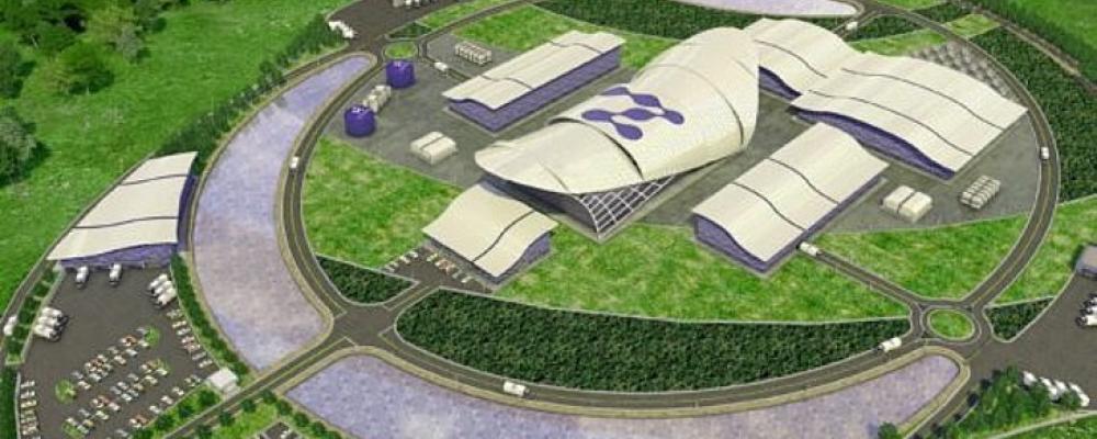 Illustration av hur ett SMR-kraftverk från NuScale i rumänska Doicesti kan se ut. Bild: NuScale