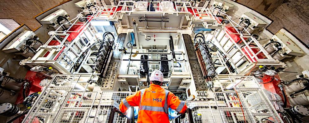 En av HS2:s tunnelborrmaskiner har nu påbörjat tunneldrivning från Old Oak Common mot Euston station i centrala London. Foto: HS2 Ltd