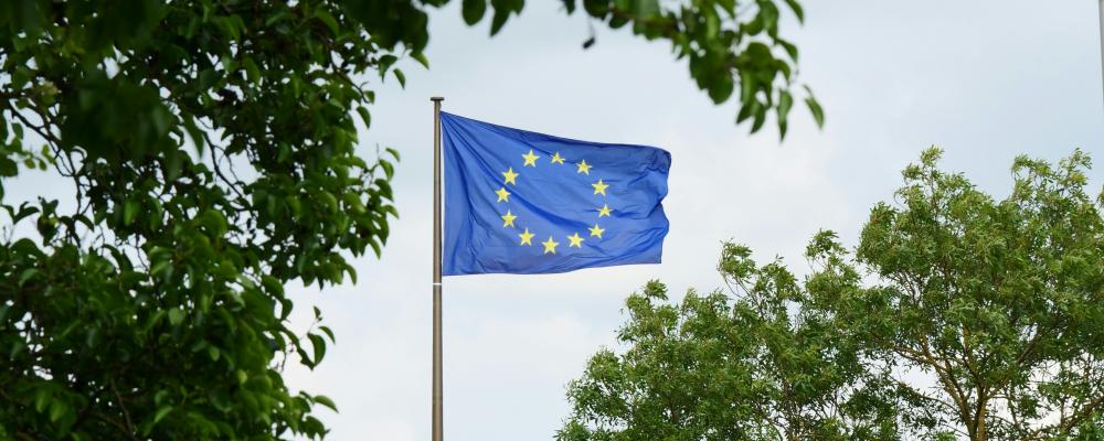 Hissad EU-flagga i franska La Rochelle. Foto: Rafael Garcin