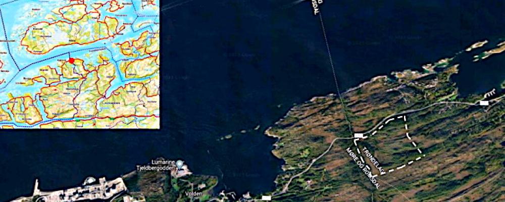 Det föreslagna läget för det planerade kraftverket i Taftøy industriområde i Trøndelag. Bild: Norsk Kjernekraft.