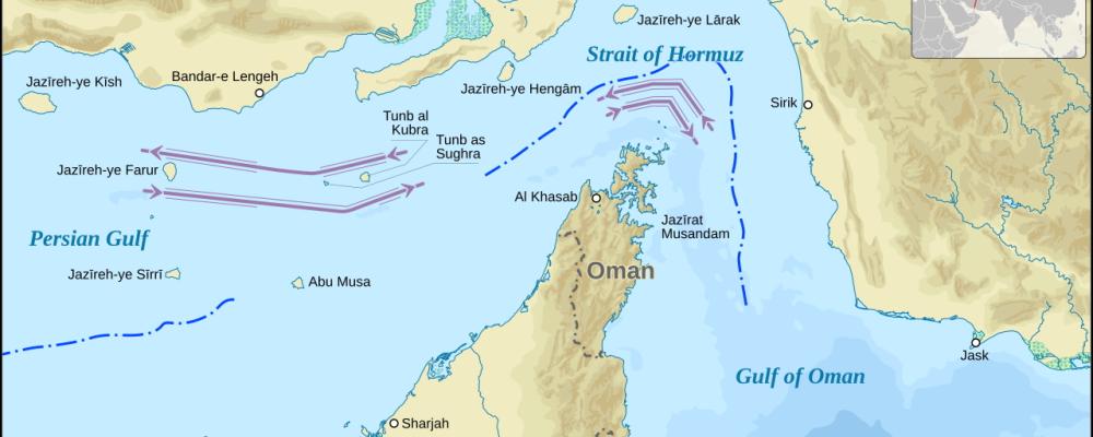 Hormuz-sundet. Bild: Wikipedia Commons Lic. Kredit: Goran_tek-en