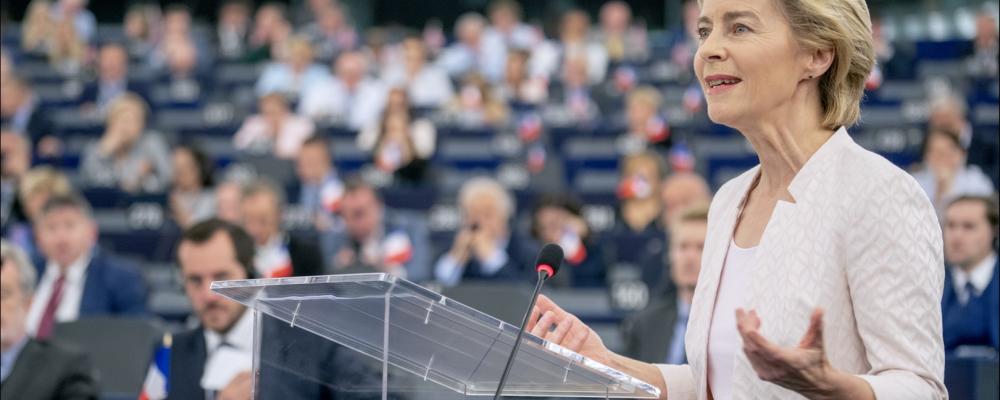 EU- kommissionens ordförande Ursula van der Leyen presenterade sin vision om energiomställningen inför EU-parlamentet. Foto: European Parlament.
