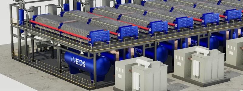 En anläggning för ren vätgas på 100 megawatt som använder Hydraeon alkaliska elektrolysörer
Foto: Ineos