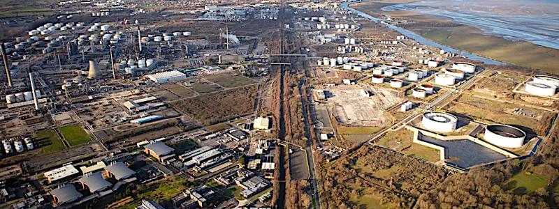 Industriområdet Stanlow, nordvästra England. Foto: EET Hydrogen