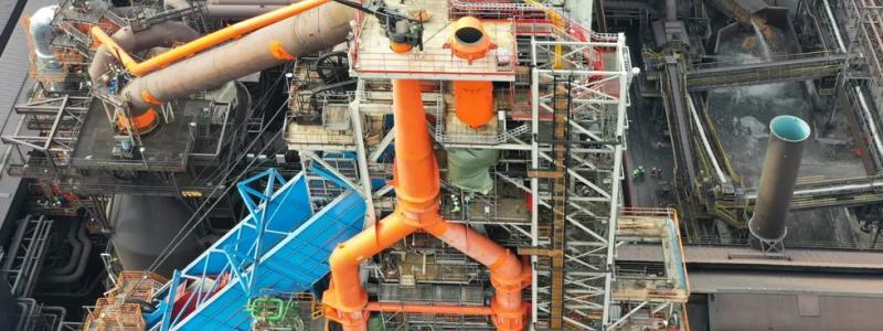 En masugn vid ArcelorMittals stålverk i Gent, Belgien, där en testanläggning för koldioxidinfångning har installerats
Foto: ArcelorMittal
