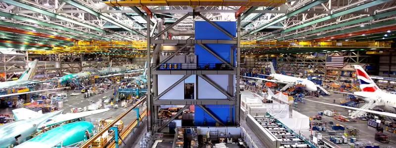 Insidan av Boeings fabrik i Everett, Washington, nära Seattle.
Foto: Flickr (CC BY-SA 2.0)