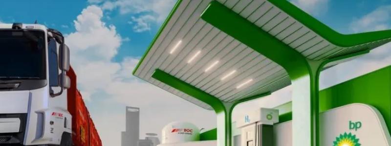 Trots nedläggningen lyfter BP fortfarande vätgas som ett viktigt område för framtidens transporter. På sin webbplats beskriver bolaget att man undersöker möjligheten att etablera upp till 25 tankstationer för vätgas till tunga fordon fram till år 2030. Bild: BP