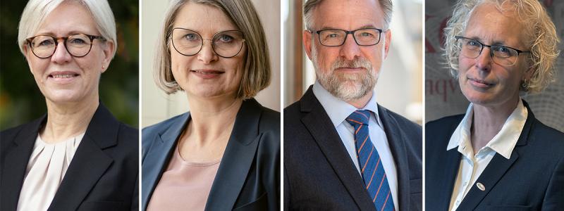 Sofia Wallström, vd Lif - de forskande läkemedelsföretagen, Jessica Martinsson, vd SwedenBIO, Jonas Hagelqvist, vd, IKEM och Anna Lefevre Skjöldebrand, vd, Swedish Medtech. Foto: Lif