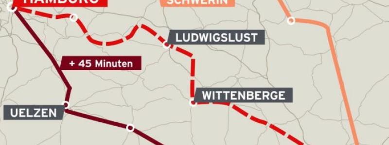Bra att veta när man semestrar i norra Tyskland. Tågtrafiken på många linjer i delstaterna Hamburg, Schleswig-Holstein, Mecklenburg-Vorpommern, Niedersachsen, Sachsen-Anhalt, Berlin och Brandenburg är kraftigt begränsad under 9 månader. Som ersättning sätts över 170 bussar in på totalt 26 linjer längs hela sträckan mellan Hamburg och Berlin. Enligt Deutsche Bahn rör det sig om "Tysklands hittills största ersättningstrafik" – med delvis avsevärt längre restider. Klicka på krysset i övre vänstra hörnet så ser du hela kartan. Källa: DB