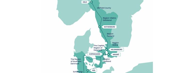STRING megaregion består av nio regioner och sju städer i Danmark, Norge, Sverige och Tyskland med 14 miljoner invånare. Grafik: Malmö stad