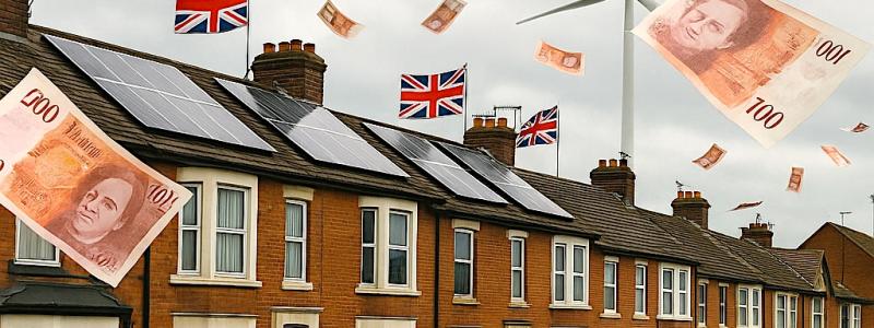 Enligt en färsk brittisk analys kommer en snabb utbyggnad av förnybar energi och den nödvändiga infrastrukturen att belasta statsbudgeten och konsumenternas elräkningar. Illustration: AI-genererad bild. Ej ett fotografi.
Upphovsrätt © Conventus–