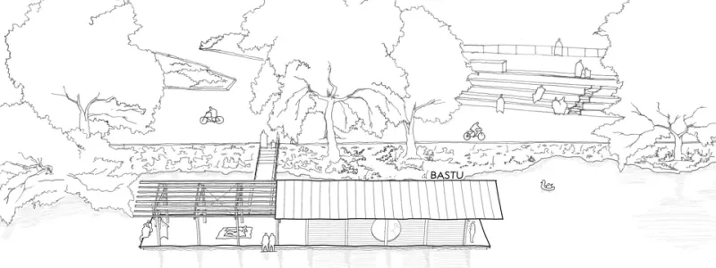 Skiss över den blivande bastun. Skissbild: Dinell Johansson