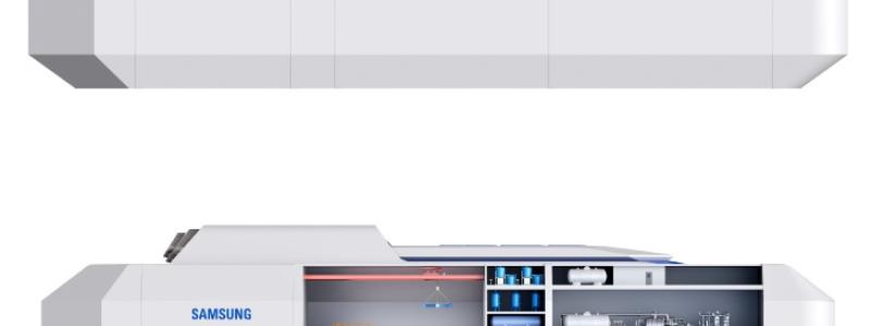 Konceptbild av ett flytande kärnkraftverk utrustat med två SMART100-reaktorer. Bild:
Samsung Heavy Industries