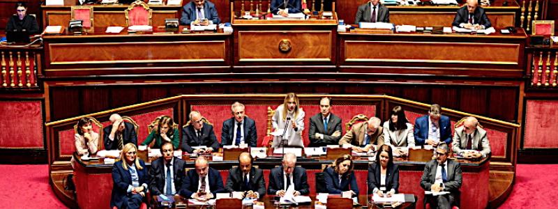 Italiens premiärminister Giorgia Meloni förklarar i landets senat att regeringen vill skapa ett juridiskt ramverk för att återinföra kärnkraft i landet. Foto: Governo.it.