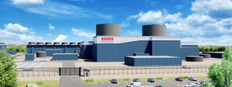 Holtecs illustration av ett SMR-300-kraftverk med två enheter (Bild: Holtec)
