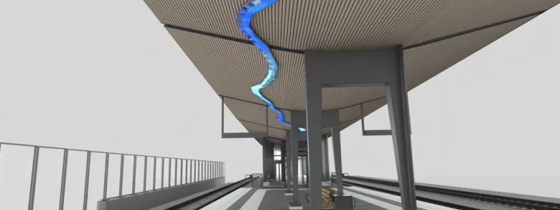 Perrongen i Sävar med Eva Beierheimers ljusverk "Längs Ån". Bild: Trafikverket