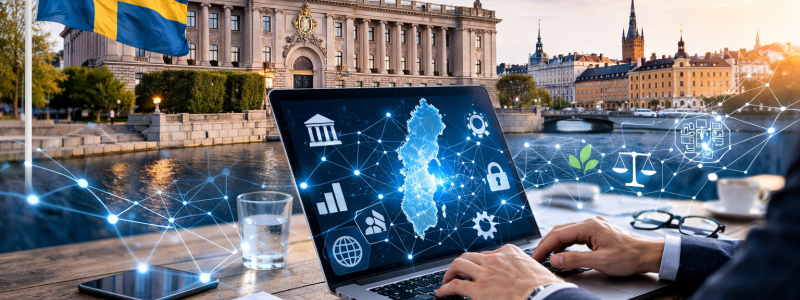 Regeringen har presenterat en ny nationell AI-strategi med målet att Sverige ska bli ett av världens tio ledande länder inom artificiell intelligens. Illustration: AI-genererad bild. Ej ett fotografi.
Upphovsrätt © Conventus– AI-genererat innehåll. Inget av materialet får reproduceras eller användas i andra sammanhang utan skriftligt medgivande.