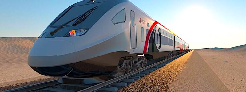 Förenade Arabemiraten är ett av de länder som kommit längst i sina egna järnvägssatsningar. Bild: Culf Railway Project /Common Space