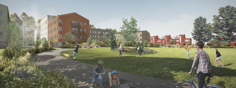 Hagby äng och kulle. Illustration Österåkers kommun i samarbete med berörda exploatörer Koncept arkitekt