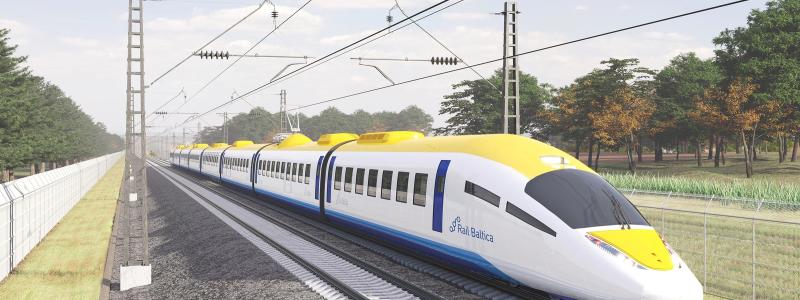 Rail Baltica medfinansieras av Europeiska unionen via instrumentet Connecting Europe Facility. Projektet ses som en nyckelkomponent i EU:s mål om ett hållbart och sammanhängande transportnät över medlemsländerna. Illustration: Rail Baltica
