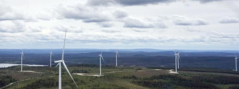 Vindkraftparken vid Blaikfjället i Västerbotten är en av Skellefteå Krafts största vindkraftsinvesteringar. Foto: Skellefteå Kraft