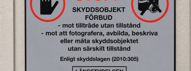 Förbudsskylt skyddsobjekt Foto: MTFA