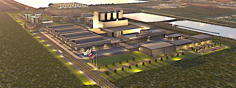 Long Mott-projektet beskrivs som det första storskaliga avancerade kärnkraftsprojektet i Nordamerika som byggs direkt för att försörja en industrianläggning. Illustration: Long Mott Energy LLC