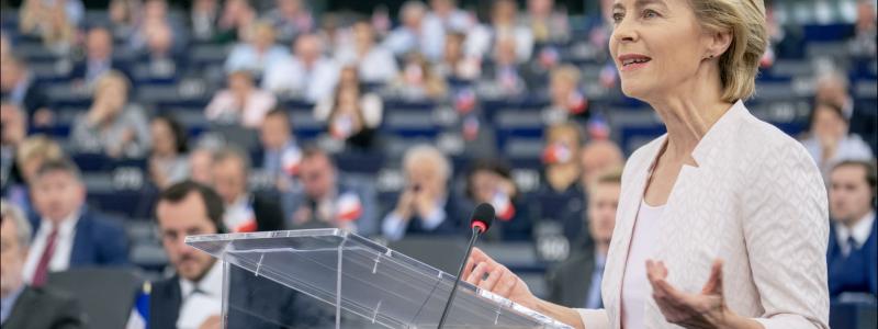 EU- kommissionens ordförande Ursula van der Leyen presenterade sin vision om energiomställningen inför EU-parlamentet. Foto: European Parlament.