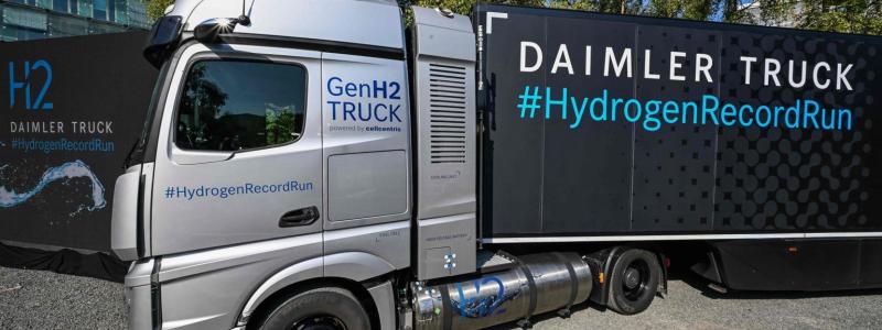 Daimlers konceptlastbil NextGenH2 drivs med bränsleceller som använder vätgas som energikälla. Foto: Daimler Truck.