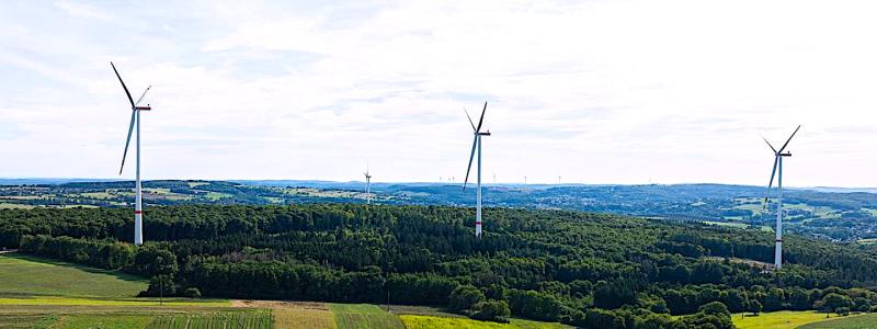Vindparken i S:t Wendel består av tre turbiner med en sammanlagd effekt på 16,8 megawatt. Foto: Ørsted