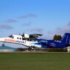 Ett Dornier 228-flygplan utrustat med ZeroAvias bränslecellsbaserade eldrivsystem under en testflygning. Foto: ZeroAvia