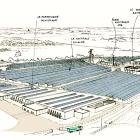 Illustration av den planerade vätgasanläggningen i Châtellerault, som även skulle ha försetts med en solcellspark för att driva elektrolysörerna. Foto: Lhyfe