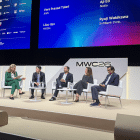 Bildtext: Panelen "Networks on Autopilot – When AI Takes the Wheel" på MWC 2026 i Barcelona samlade representanter från Nokia, Nvidia, AWS, SoftBank och Snowflake för att diskutera vad som krävs för att telekomnät ska kunna driva sig själva. Foto: Nicholas Christiansen.