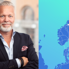 Pär Jansson samt karta över nya och uppgraderade fiberförbindelser i norra Norden. Bild: GlobalConnect