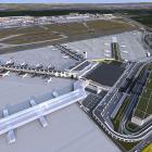 Frakfurtflygplatsens terminal 3. Illustration: arkitektbyrå Christoph Mäckler