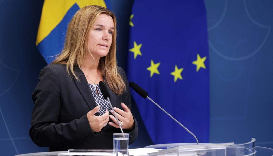 Magnus Andersson/TT: Landsbygdsminister Anna-Caren Sätherberg (S) presenterar förslag på åtgärder för en växande svensk bioekonomi och för att stärka Sveriges försörjningsförmåga vid en pressträff i Rosenbad.