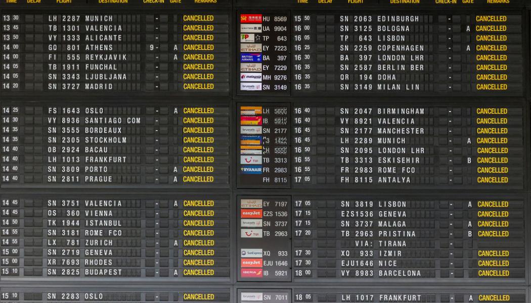 Olivier Matthys/AP/TT: Inställda flyg på Bryssels flygplats under måndagens generalstrejk. Många flyg kommer att bli inställda i sommar på grund av strejker runt om i Europa.