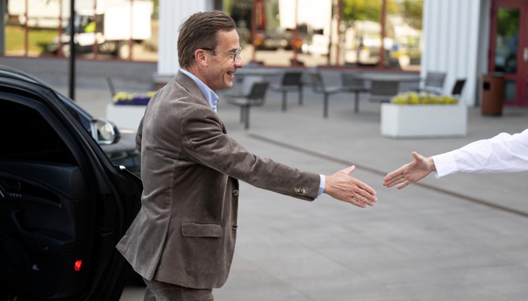 Björn Larsson Rosvall/TT: Ulf Kristersson (M) besökte på onsdagen bland annat Volvo lastvagnar i Göteborg.