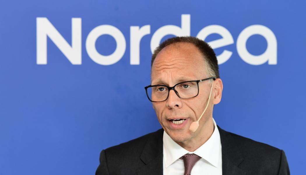 Jonas Ekströmer/TT: Storbanken Nordea, med vd Frank Vang-Jensen, rapporterar bokslut för 2023. Arkivbild.