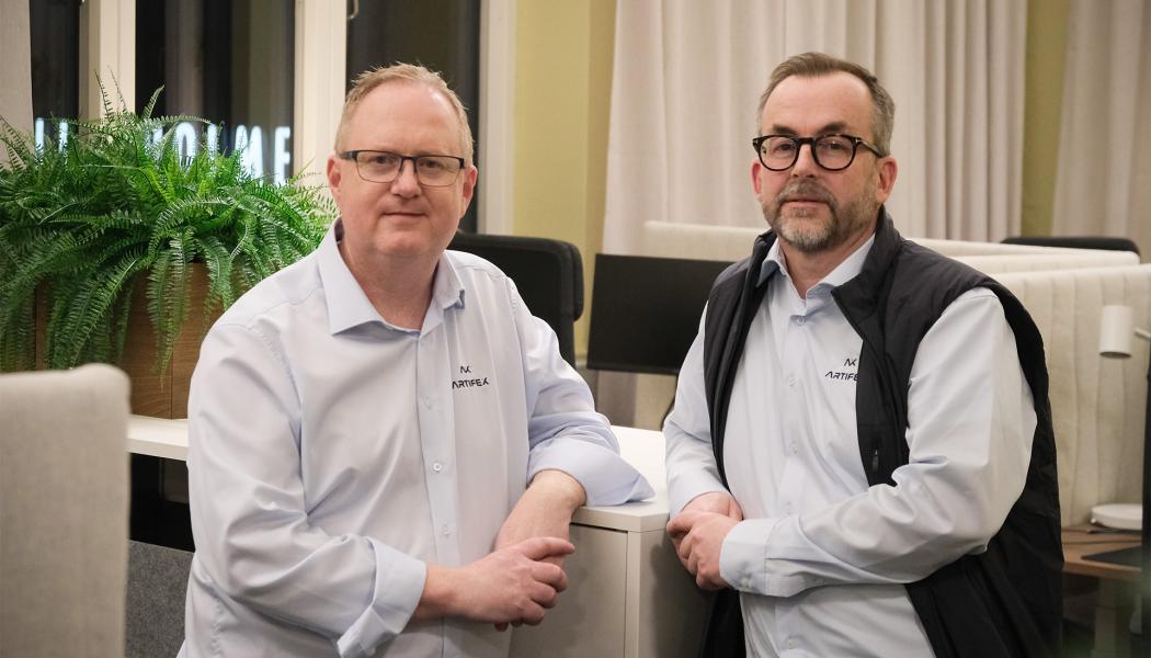 Per Stenfelt och Mikael Andersson i Artifex Systems nya ingenjörscenter i Göteborg. Foto: Ben Kendall