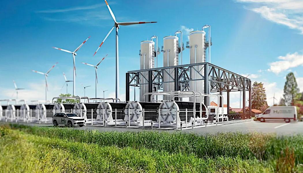 En illustration av EWEs vätgasprojekt Clean Hydrogen Coastline. Bild: EWE