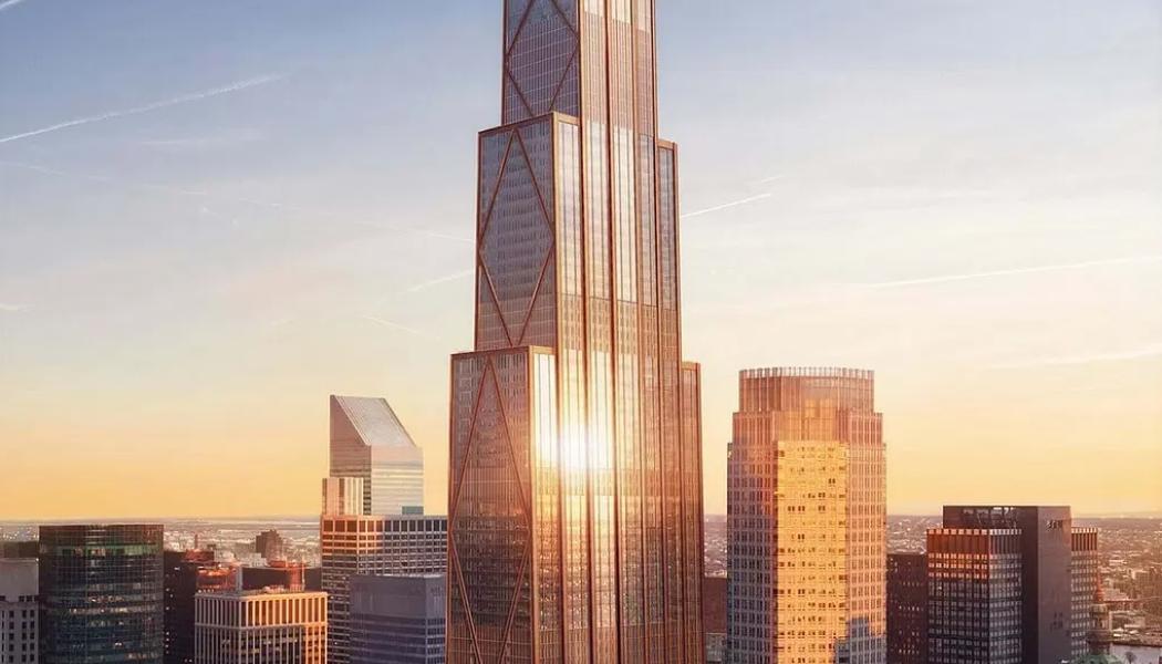 År 2018 valdes den brittiska arkitektfirman Foster + Partners att rita byggnaden, som initialt rapporterades få en höjd på 426 meter. Klicka på krysset så att du kan se hela byggnaden. Illustration: DBOX for Foster + Partners
