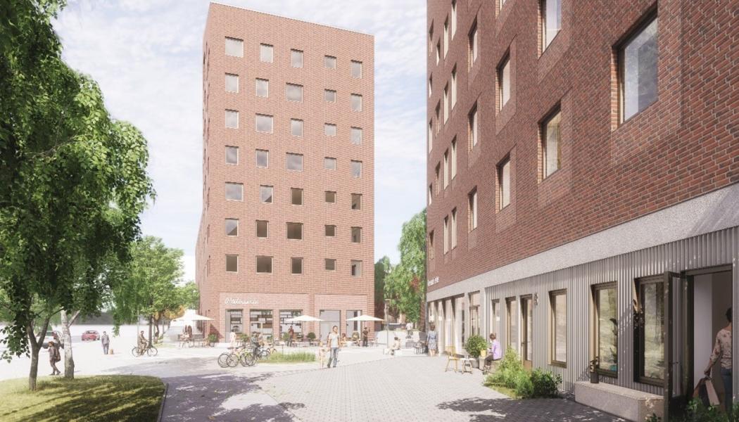 Publika stråk, trygga bostadsmiljöer med gårdar skapar liv på campus under dygnets alla timmar.