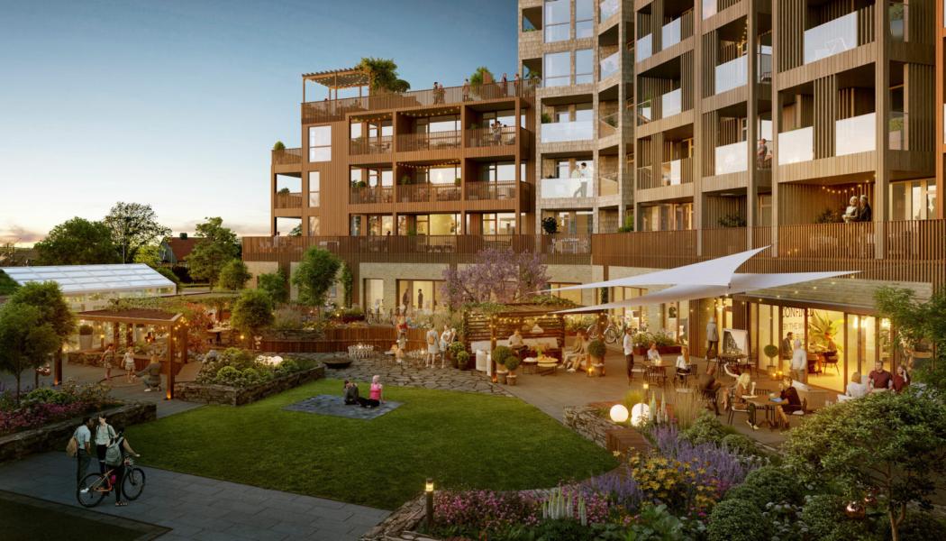 Kvarteret Tärnan består av såväl lägenheter som stadsradhus i stadsdelen Oskarsdal i Varberg. Samtliga hus byggs i trä.
