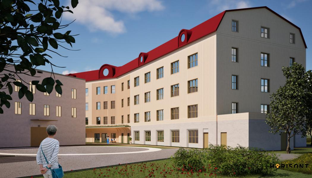 Det nya äldreboendet får ett centralt läge i Täby. Bild: NREP