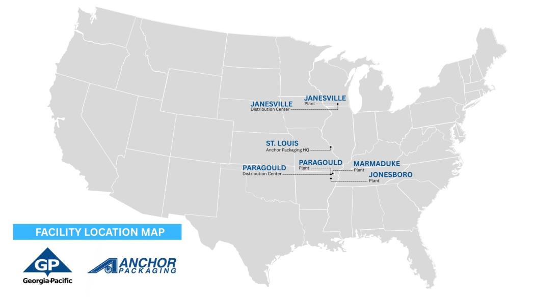 Anchor Packaging’s assets include four manufacturing facilities and two warehouses that produce and distribute a wide array of food containers and film products. Photo: PRNewsfoto/Georgia-Pacific