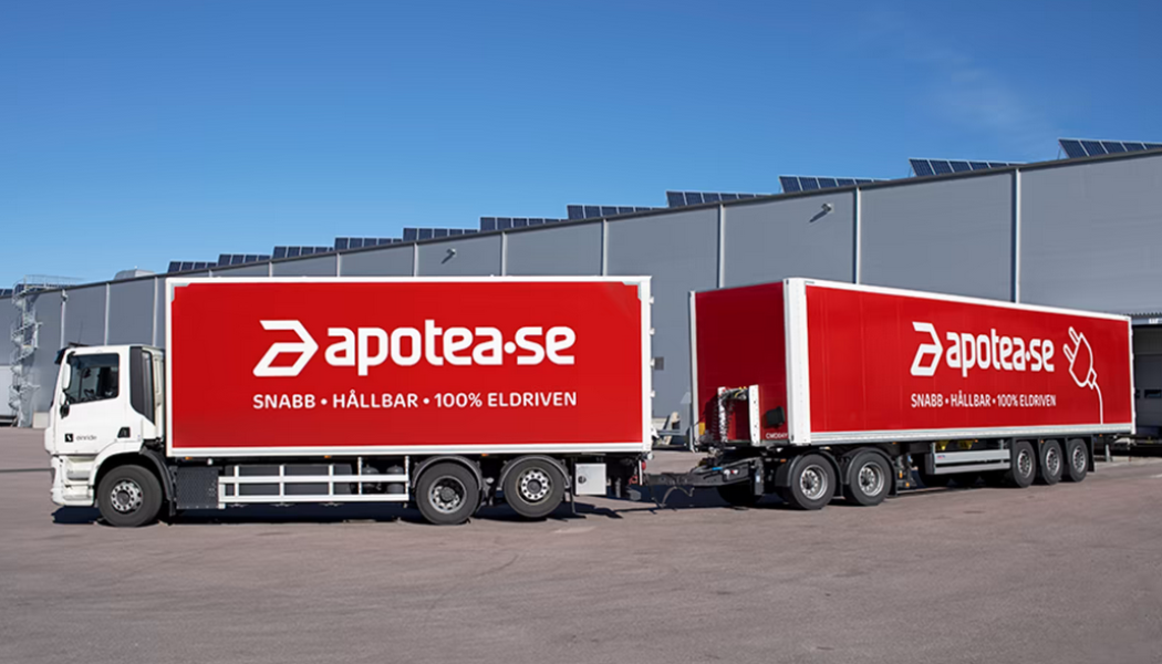 Apotea elektrifierar transporten från Apoteas logistikcenter i Morgongåva till PostNords paketterminal i Rosersberg i Stockholm. Foto: Apotea