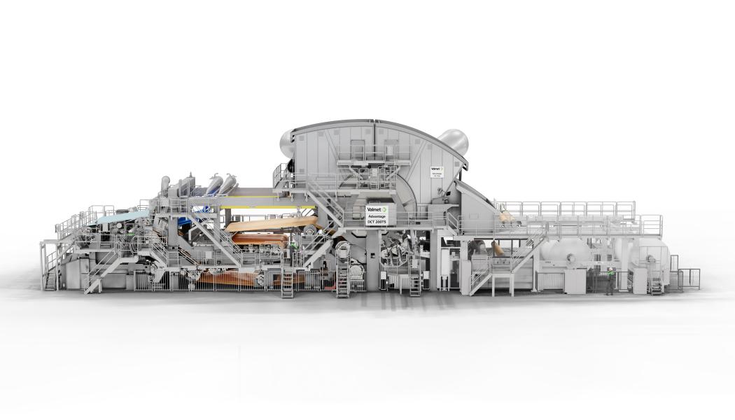 The new tissue line will have a design speed of 2,200 m/min, a width of 5.6 meters, and an annual production capacity of 70,000 tons. It is optimized to save energy and deliver excellent paper properties. Photographer: Valokuvaaja
